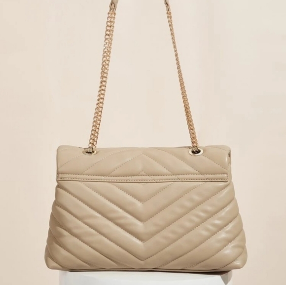 Apricot beige Chevron Flap bag, New - Picture 3 of 7